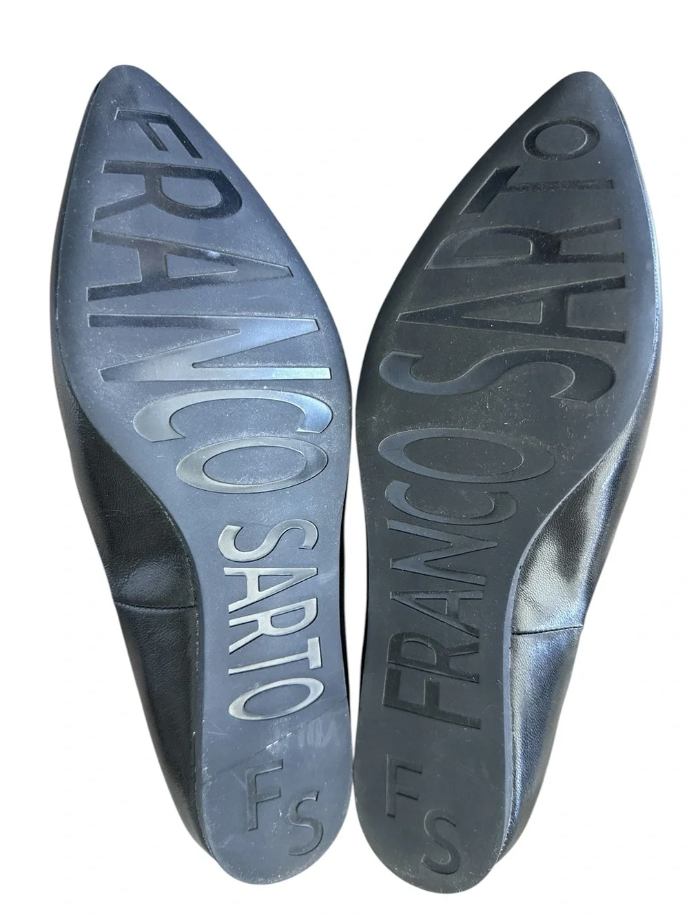 Franco Sarto Hazeline Black Leather Pointed Toe Flats Size 9 Like New - Picture 5 of 9